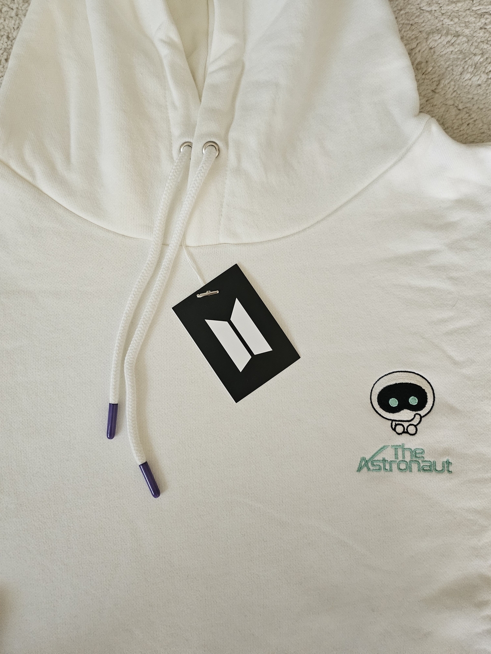 BTS White 'The Astronaut' Embroidered Hoodie And Pants Set
